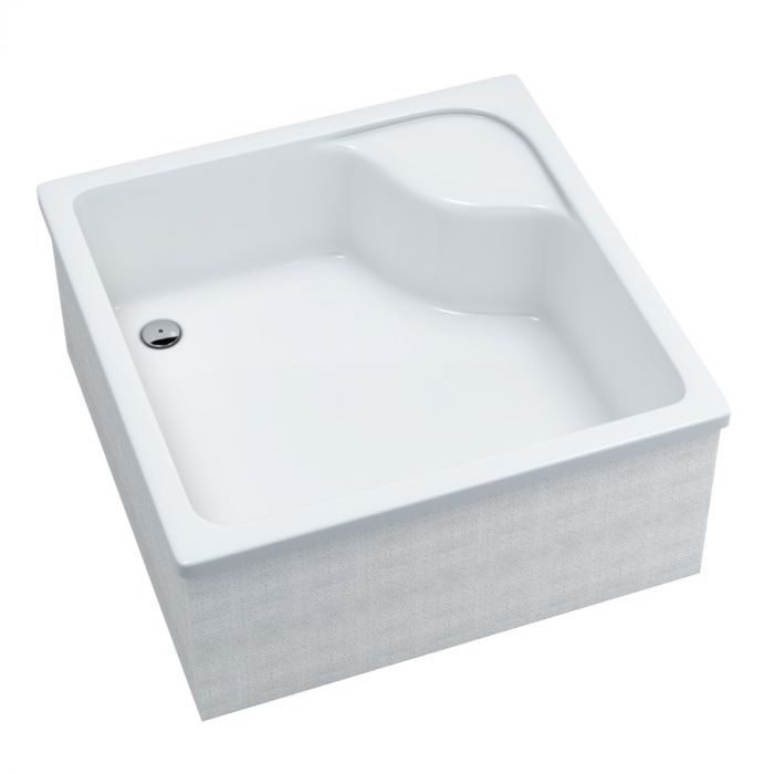 Brodzik akryl STABILSOUND kwadratowy z siedziskiem 90 x 90 x 41 cm SCHEDPOL DANTE | 3033