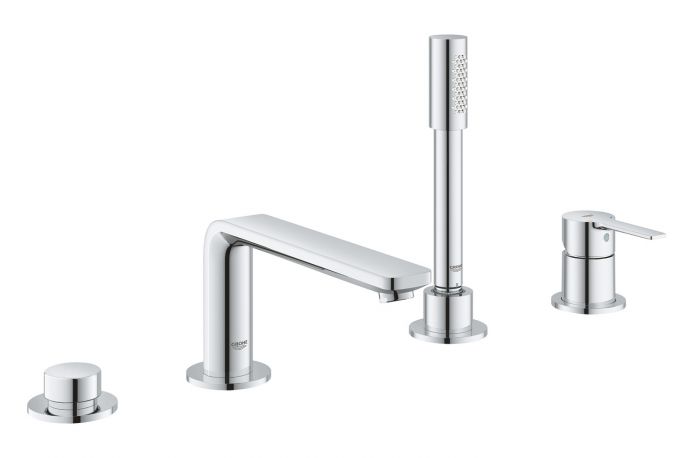 Bateria wannowa GROHE Lineare 1-uchwytowa 4-otworowa mosiężna chrom z wylewką z perlatorem | 19577001
