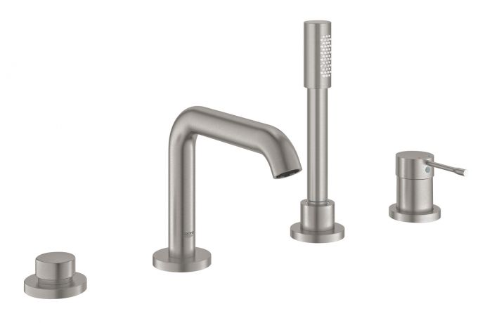 Bateria wannowa stojąca GROHE Essence 1-uchwytowa 4-otworowa mosiężna stal nierdzewna  | 19578DC1