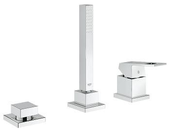 Bateria wannowa montaż nawannowy GROHE Eurocube 1-uchwytowa 3-otworowa mosiężna chrom bez wylewki | 19966000