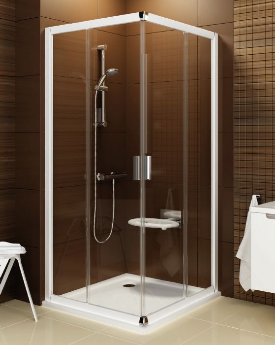 Kabina 4-częściowa kwadratowy RAVAK Blix BLRV2-80 800 x 1900 mm alubright szkło hartowane transparent bez powłoki  | 1LV40C00Z1