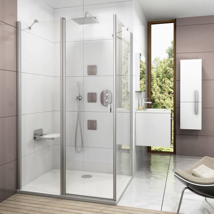 Kabina narożna kwadratowy RAVAK Chrome CRV2-90 900 x 1950 mm satin szkło hartowane transparent bez powłoki | 1QV70U00Z1