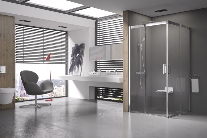 Kabina RAVAK Matrix MSRV4-90/90 900 x 1950 mm satin szkło hartowane transparent bez powłoki | 1WV77U00Z1