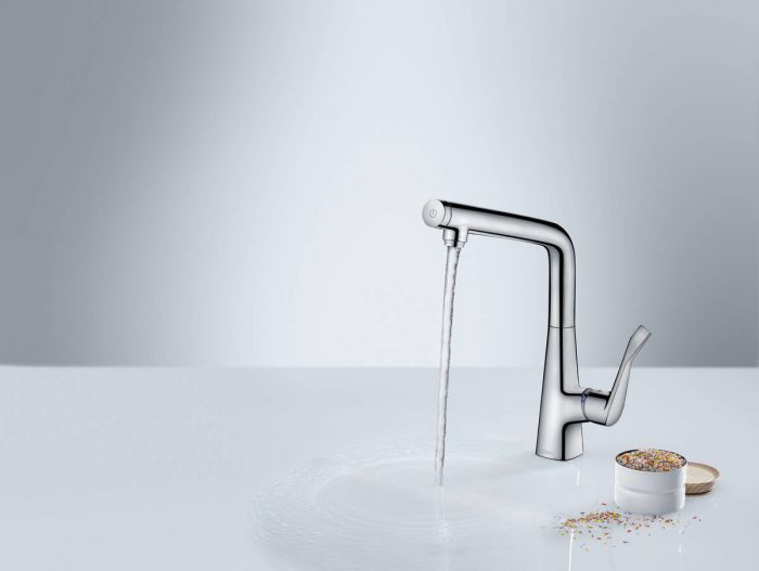 Bateria kuchenna stojąca HANSGROHE Metris Select 1-otworowa stal szlachetna | 14883800