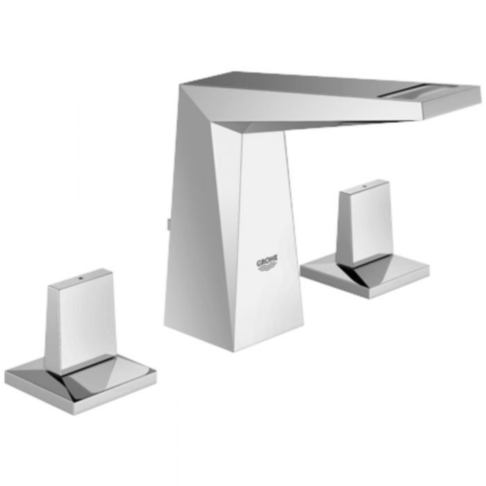 Bateria umywalkowa stojąca GROHE Allure Brilliant 2-uchwytowa 3-otworowa mosiężna chrom z niską wylewką ze zintegrowanym perlatorem  | 20342000