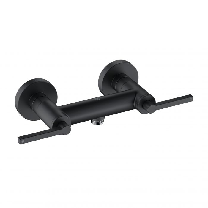 Bateria uchwyty proste ścienna KLUDI NOVA FONTE Puristic 2-uchwytowa 2-otworowa DN 15 czarna mat  | 207103915