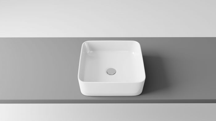 VITALLE ROANA QUADRO umywalka ceramiczna nablatowa kwadratowy bez otworu bez przelewu 380 x 380 x 127 mm biała