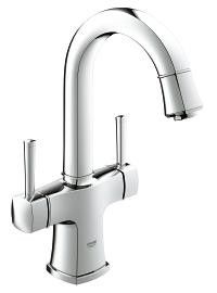 Bateria umywalkowa stojąca GROHE Grandera 2-uchwytowa 1-otworowa mosiężna DN 15 chrom z obrotową wylewką  | 21107000