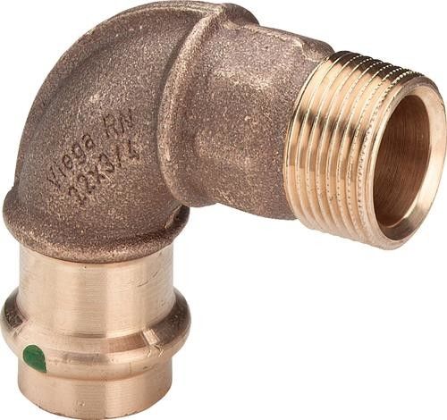 Łuk 90° przejściowy z brązu GZ 15 mm x 1/2" Sanpress 2214