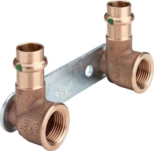 Jednostka montażowa płaska z kolankami z brązu/ stal ocynkowana przyłącze lutowane GW 15 mm x 1/2"/ 2 x 100 2222.2