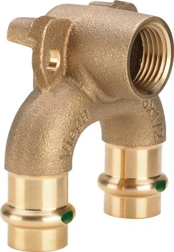 Kolano podwójne ze złączkami naściennymi z brązu GW 22 mm x 1/2" Sanpress 2228.7