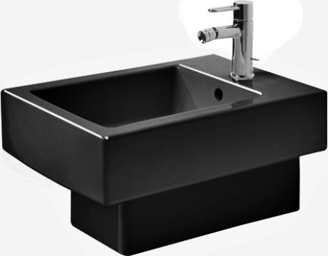 Bidet WC ceramiczny z powłoką WonderGliss DURAVIT Vero  wiszący 37 x 28.5 x 54 cm czarny  | 22391508001