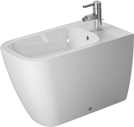 Happy D.2 bidet stojący z przelewem, z otworem z półką na baterię 365 x 630 mm biały z powłoką WonderGliss
