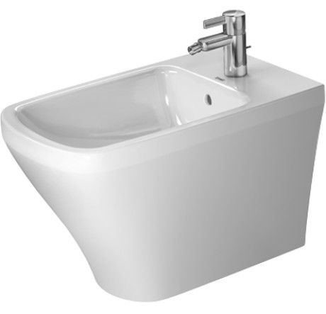 DuraStyle bidet stojący z przelewem, z otworem z półką na baterię 370 x 630 mm biały 