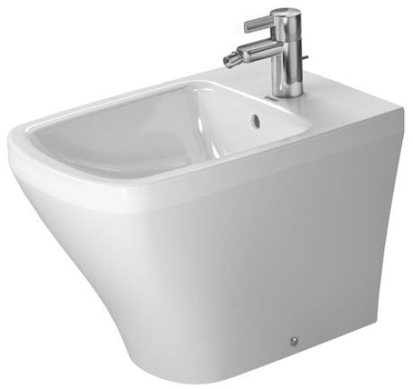 DuraStyle bidet stojący z przelewem, z otworem z półką na baterię 370 x 570 mm biały z powłoką WonderGliss