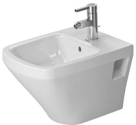 DuraStyle bidet wiszący z przelewem, z otworem z półką na baterię 370 x 480 mm biały