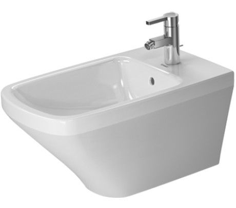 DuraStyle bidet wiszący z przelewem, z otworem z półką na baterię 370 x 620 mm biały mocowanie Durafix w komplecie 