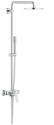 System prysznicowy GROHE Euphoria Eurodisc Cosmopolitan System 210 metalowy chrom zawiera: poziome obrotowe ramię 450 mm, natynkowa jednouchwytowa bateria prysznicowa z przełącznikiem, Rainshower Cosmopolitan 210 deszczownica 28368000 | 23058003