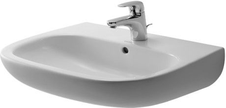 D-Code umywalka ceramiczna 3-otworowa z przelewem z półką na baterię 600 x 460 mm biały alpin