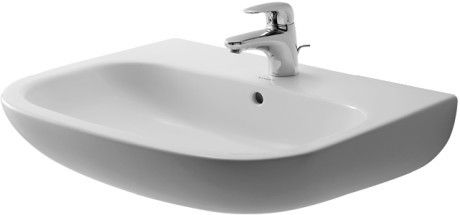 D-Code umywalka ceramiczna z otworem z przelewem z półką na baterię 650 x 500 mm biały alpin