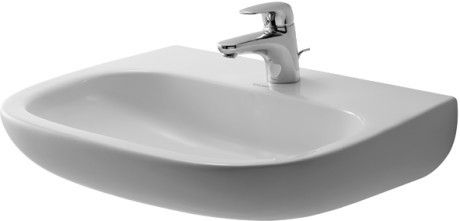 D-Code Med umywalka ceramiczna bez otworu bez przelewu z półką na baterię 600 x 460 mm biały alpin
