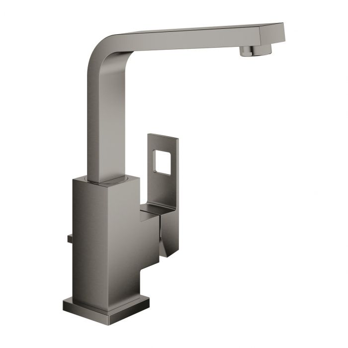 Bateria umywalkowa stojąca GROHE Eurocube 1-uchwytowa 1-otworowa metalowa brushed hard graphite z obrotową wylewką z ogranicznikiem obrotu | 23135AL0