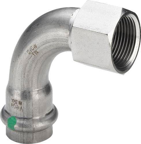 Łuk 90° przejściowy z SC-Contur ze stali nierdzewnej 15 mm x 1/2" GW Sanpress Inox 2314.5