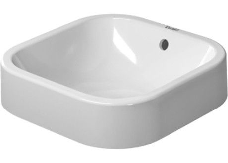 Umywalka ceramiczna DURAVIT Happy D.2 nablatowa bez otworu z przelewem 400 x 400 x 165 mm biały alpin z powłoką WonderGliss | 23144000001