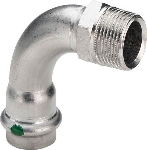 Łuk 90° przejściowy ze stali nierdzewnej 22 mm x 3/4" GZ Sanpress Inox 2314