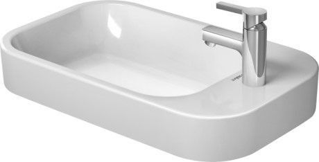 Umywalka ceramiczna DURAVIT Happy D.2 stawiana szlifowana prostokątny z otworem z przelewem z półką na baterię 650 x 400 x 165 mm biały alpin | 2317650000