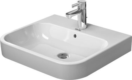 Umywalka ceramiczna DURAVIT Happy D.2 meblowa z otworem z przelewem z półką na baterię 600 x 505 mm biały alpin  | 2318600000