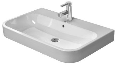 Umywalka ceramiczna DURAVIT Happy D.2 meblowa prostokątny z otworem z przelewem z półką na baterię 650 x 505 x 170 mm biały alpin z powłoką WonderGliss | 23186500001