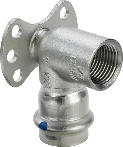 Kolano z SC-Contur, labs-frei (odtłuszczone) ze stali nierdzewnej ze złączką naścienną 18 mm x 1/2" GW Sanpress Inox 2325.5LF