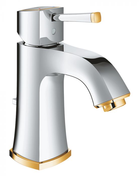 Bateria umywalkowa sztorcowa GROHE POLSKA Grandera 1-uchwytowa 1-otworowa mosiężna DN 15 chrom/złoty  | 23303IG0