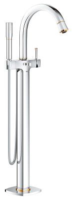 Bateria wannowa wolnostojąca, do montażu gotowego z 45984001 GROHE Grandera 1-uchwytowa 1-otworowa chrom/złoty zawiera prysznic ręczny Grandera 7,6 l, Silverflex wąż prysznicowy 1250 mm | 23318IG0