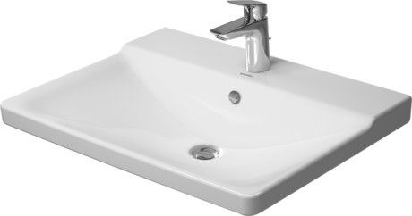 Umywalka DURAVIT P3 Comforts meblowa 3-otworowa z przelewem z półką na baterię 650 x 495 x 170 mm biały alpin | 2332650030