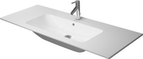 Umywalka ceramiczna DURAVIT Me by Starck meblowa prostokątny 3-otworowa z przelewem z półką na baterię 1230 x 490 x 180 mm biały Alpin  | 2336120030