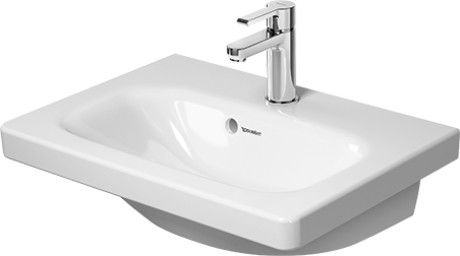 Umywalka ceramiczna DURAVIT DuraStyle meblowa Compact 1-otworowa z przelewem z półką na baterię 550 x 400 mm biała bez powłoki | 2337550000