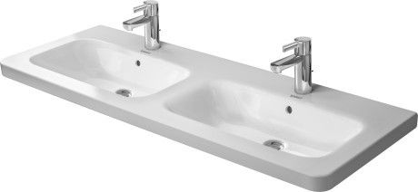 Umywalka DURAVIT DuraStyle meblowa podwójna z otworem z przelewem z półką na baterię 1300 x 480 mm biały alpin z powłoką WonderGliss | 23381300001