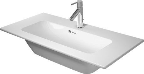 Umywalka ceramiczna DURAVIT Me by Starck meblowa compact bez otworu z przelewem z półką na baterię 830 x 400 x 180 mm biały alpin bez powłoki  | 2342830060