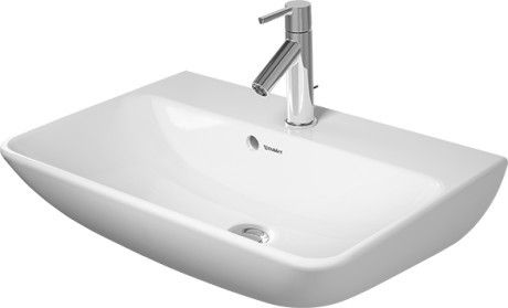 Umywalka ceramiczna DURAVIT Me by Starck Compact ścienna prostokątny z otworem z przelewem z półką na baterię 600 x 400 x 180 mm biały alpin | 2343600000