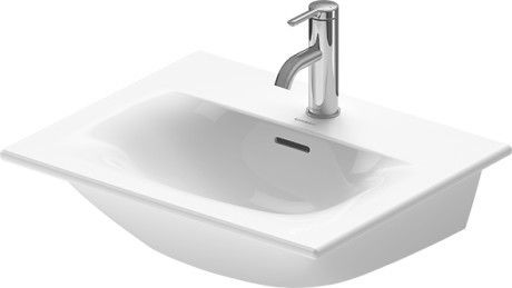 Umywalka ceramiczna DURAVIT Viu meblowa mała 1-otworowa z przelewem z korkiem z półką na baterię 530 x 430 x 185 mm biały alpin bez powłoki | 2344530000
