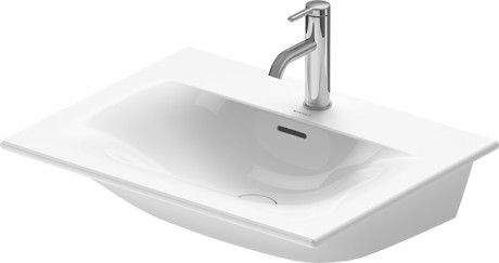 Viu umywalka ceramiczna meblowa 1-otworowa z przelewem z korkiem Push-Open z półką na baterię 630 x 490 x 185 mm biały alpin od spodu glazurowana