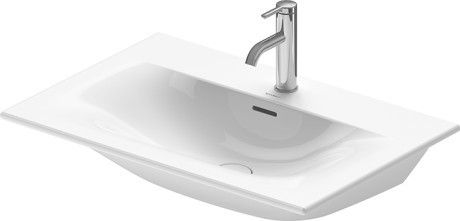 Umywalka ceramiczna DURAVIT Viu meblowa z otworem z przelewem z korkiem od spodu glazurowana 730 x 490 x 185 mm biały alpin  | 2344730000