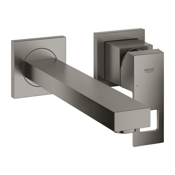 Bateria umywalkowa ścienna, do montażu z elementem podtynkowym 23200000 GROHE Eurocube 1-uchwytowa 2-otworowa brushed hard graphite | 23447AL0