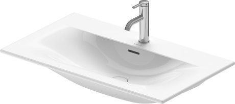 Viu umywalka ceramiczna meblowa z otworem z przelewem z korkiem ceramicznym push-open z półką na baterię 830 x 490 x 185 mm biały alpin z powłoką WonderGliss od spodu glazurowana