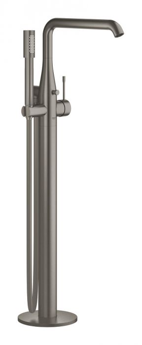 Bateria wannowa wolnostojąca, do montażu z elementem podtynkowym 45984001, GROHE Essence mosiężna brushed hard graphite z obrotową wylewką z perlatorem i ogranicznikiem obrotu | 23491AL1
