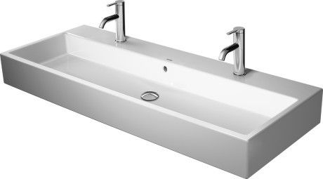 Umywalka ceramiczna DURAVIT Vero Air meblowa 2-otworowa z przelewem 1200 x 470 x 165 mm biały alpin z powłoką WonderGliss | 23501200241