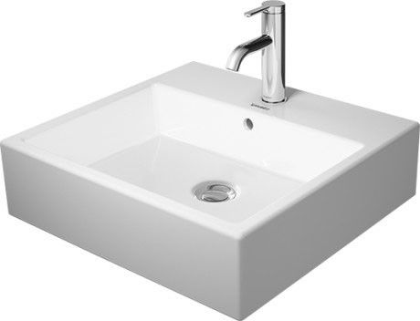 Vero Air umywalka ceramiczna meblowa bez otworu z przelewem z półką na baterię 500 x 470 x 165 mm biały alpin od spodu glazurowana