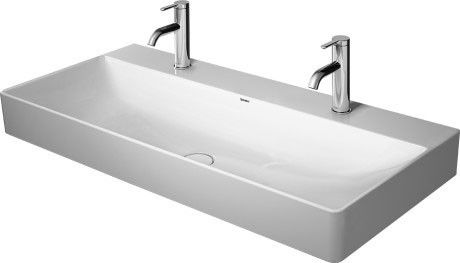 Umywalka ceramiczna DURAVIT DuraSquare wisząca prostokątny 2-otworowa bez przelewu z półką na baterię 1000 x 470 x 145 mm biały alpin zawór pionowy z ceramiczną osłoną w komplecie | 2353100072